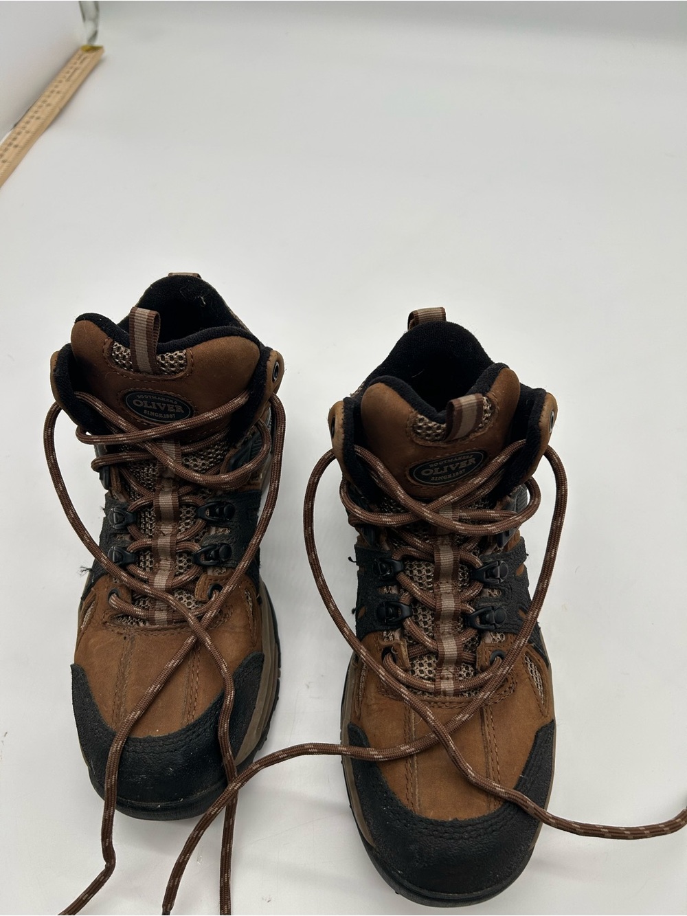 Olivers Brown Leather Industrial Hiking Boots With Steel Toe 7.5 Mens